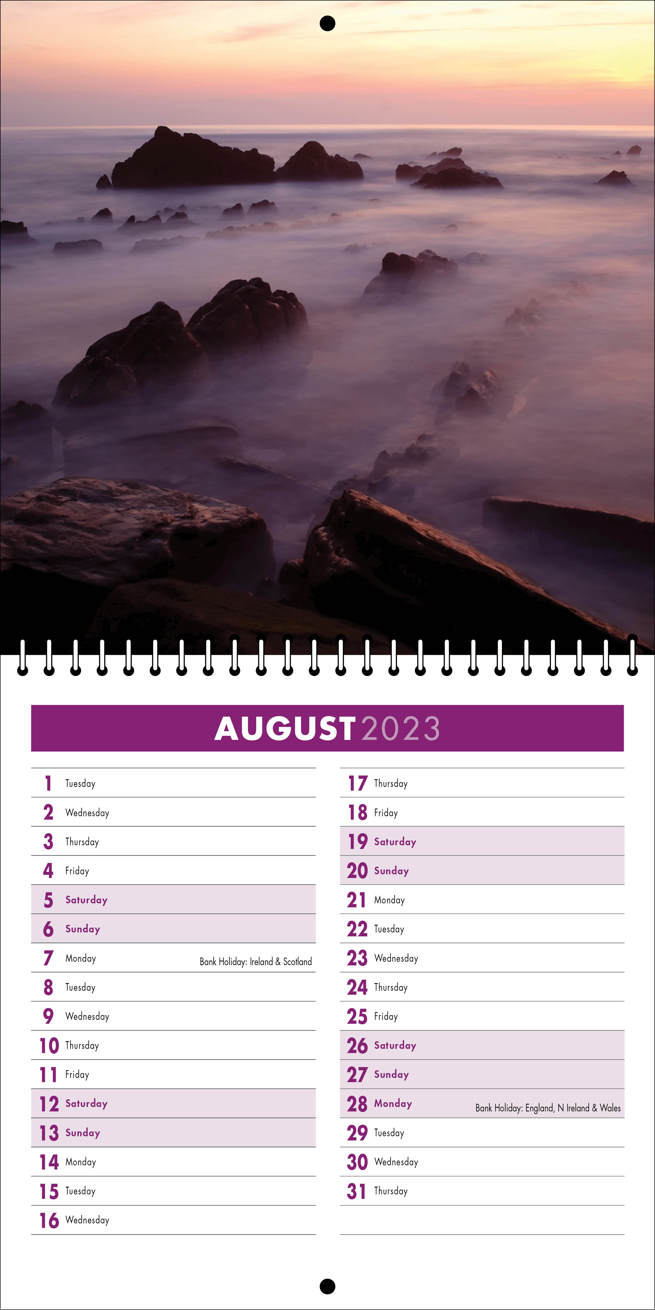 Picture of Square Spiral Booklet Calendar QF03 Purple