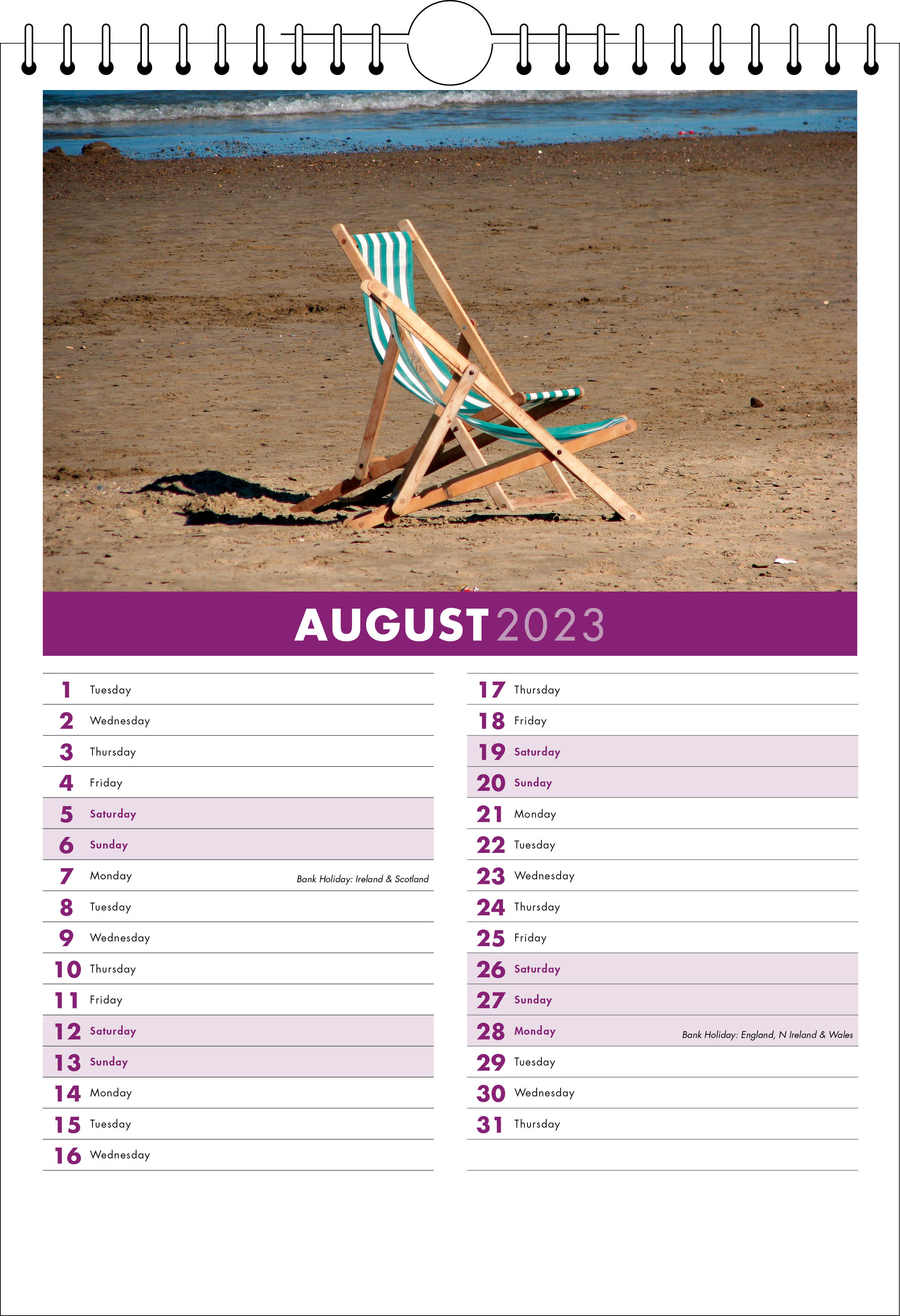 Picture of Spiral Calendar S03 Purple