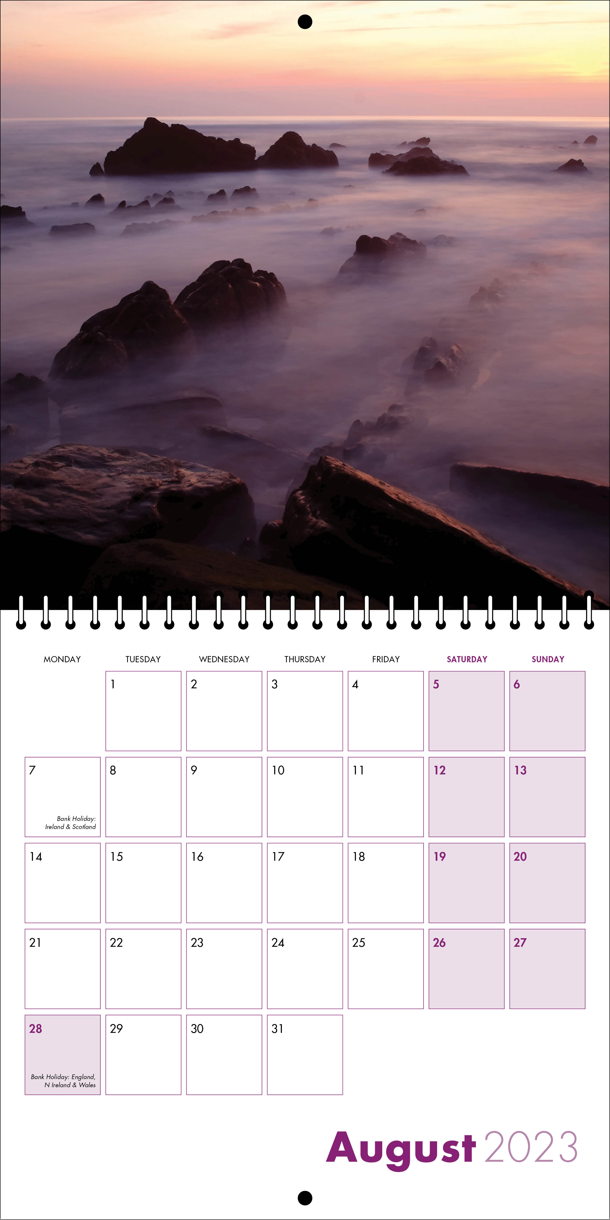 Picture of Square Spiral Booklet Calendar QF02 Purple
