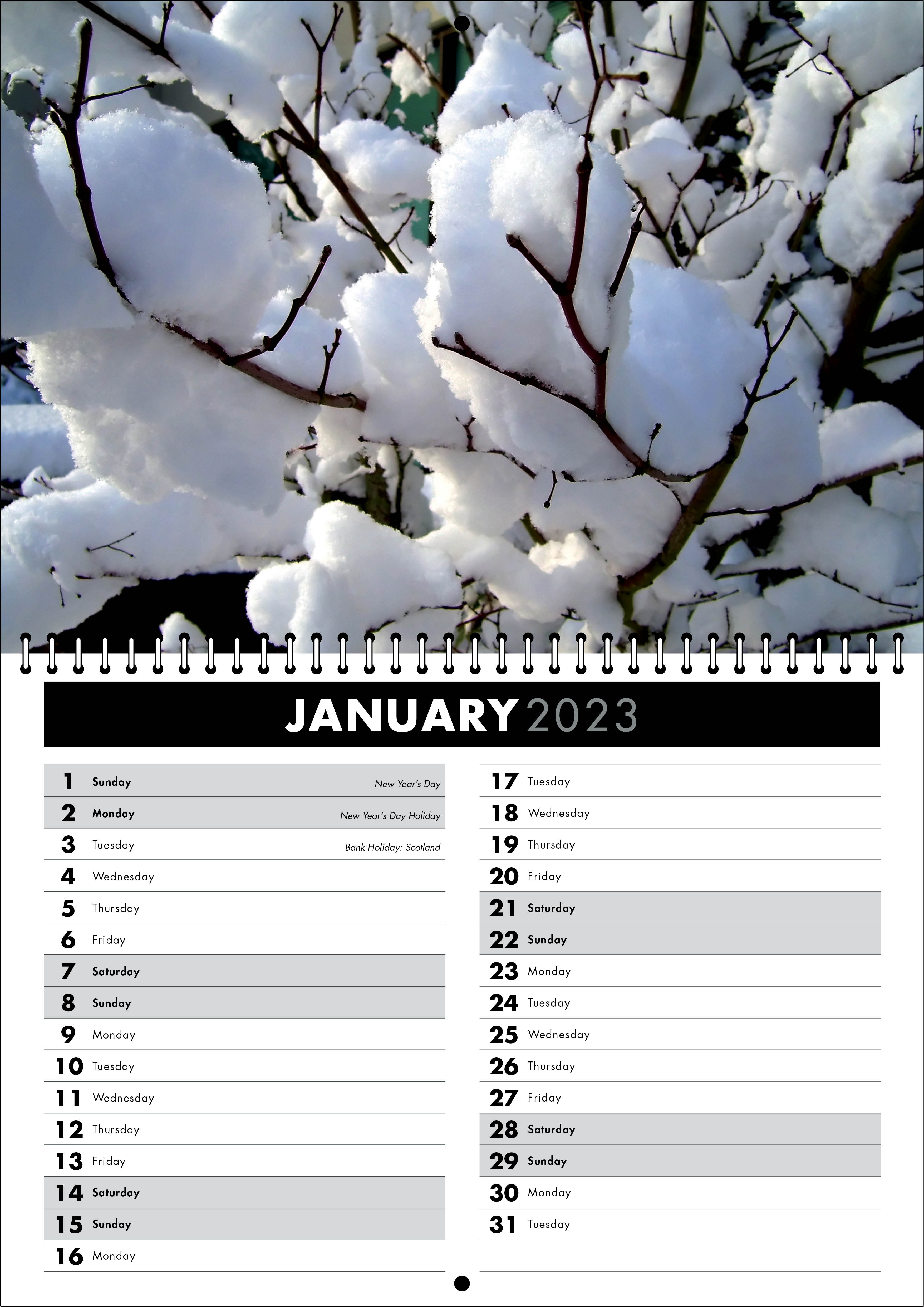 Picture of Spiral Booklet Calendar F06 Black